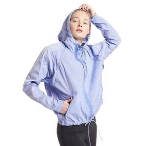 Athleta Expedition Light Blue Hooded Windbreaker Jacket